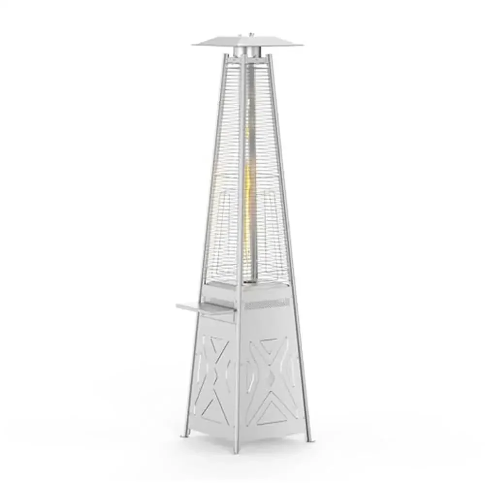 Portable Pyramid Patio Heater with 48,000 BTU Output Coffee Rack and Safety Features