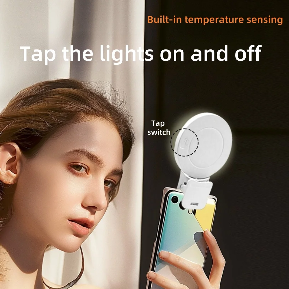 3 Level Brightness Control LED Selfie Light 360 Rotation Full Fill Light USB Rechargeable Lens Lamps For Mobile Phones Laptops