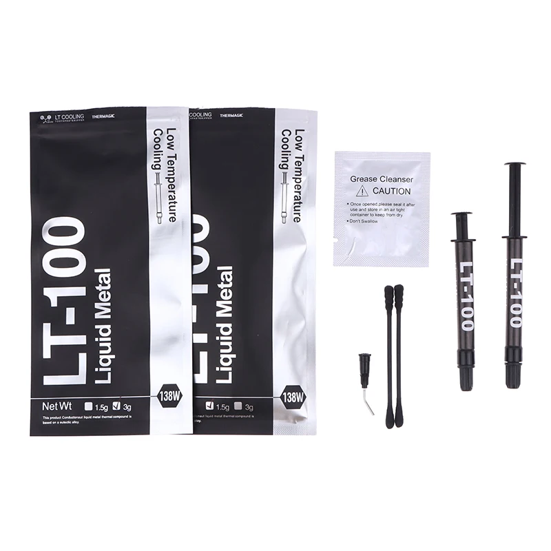 

1 шт. 1,5 г/3 г LT-100 138 Вт жидкая металлическая термопаста для процессора, графического процессора, видеокарты, охлаждение ноутбука, проводящая силиконовая смазка, лист