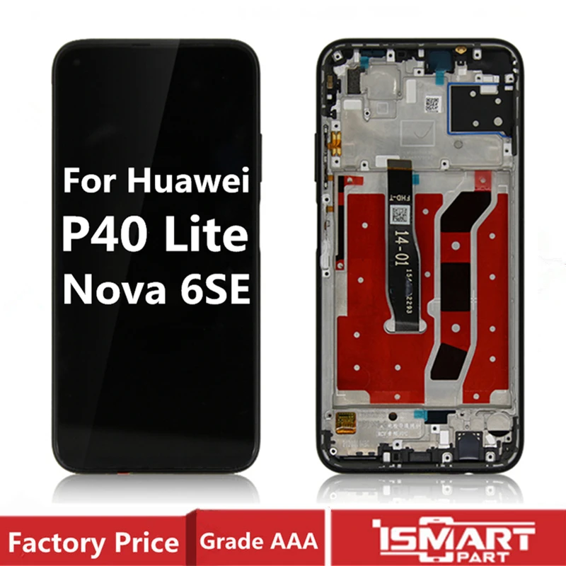 LCD For HUAWEI P40 Lite Screen With Frame Replacement Display Nova 6 SE JNY-AL10 LCD Assembly