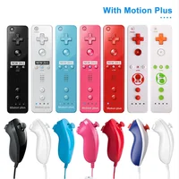 Un par de mandos a distancia Motion Plus, mando a distancia Wii, mando con controlador Nunchuck para Control de juegos Nintendo Wii