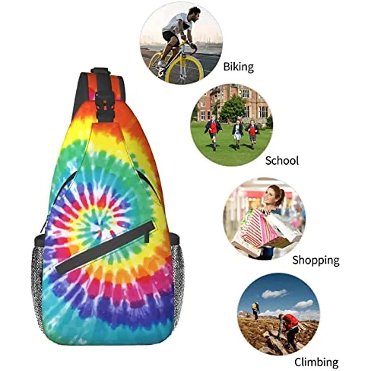 Rainbow Sling Bag for Men Women Crossbody Chest Backpack Daypack Shoulder Bags Casual Unisex Polyester Outdoor