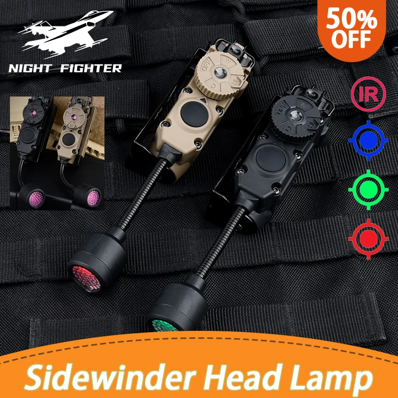 

Sidewinder Head Lamp Tactica Helmet Strobe Light Red Green Blue White IR Light LED Strobe IFF Outdoor Hunting Auxiliary Lightin