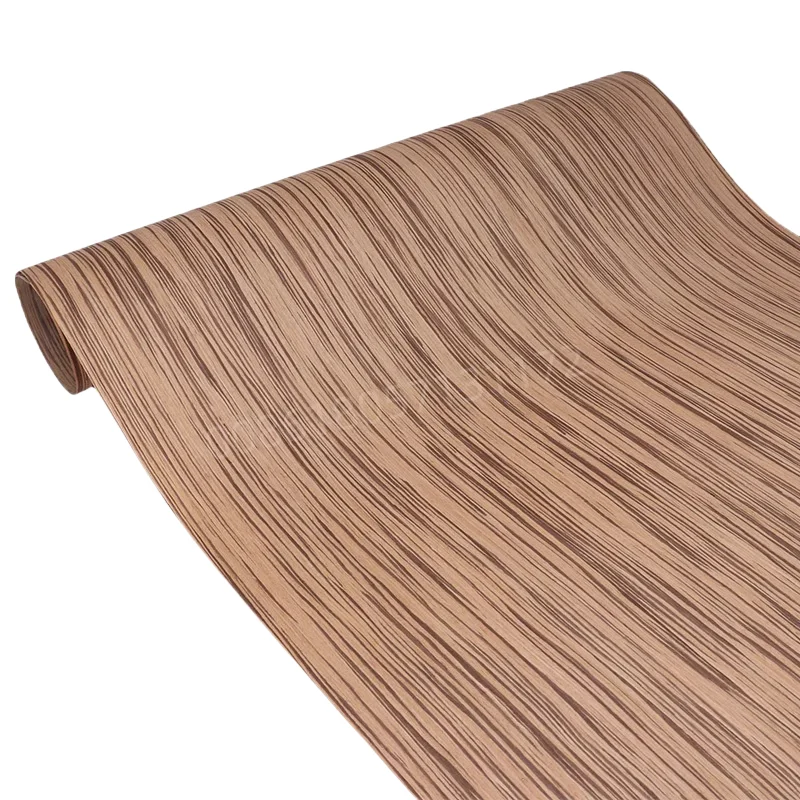 Reconstituted Engineered Zebra Wood Veneer, E.V., Fleece Backing, 60x250cm, 1 Piece, for Furniture & Home Decor，Q/C，Brown