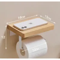 Wooden Toilet Paper Holder Bathroom Wall Mount WC Paper Phone Holder Shelf Storage Towel Roll Shelf Home Accessories