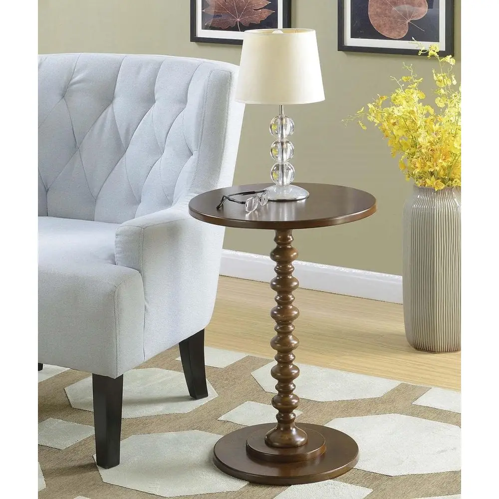 Стол со шпинделем Palm Beach 17,75 дюйма — традиционный круглый торцевой столик для гостиной, точечный приставной столик из массива дерева, классический дисплей Ped