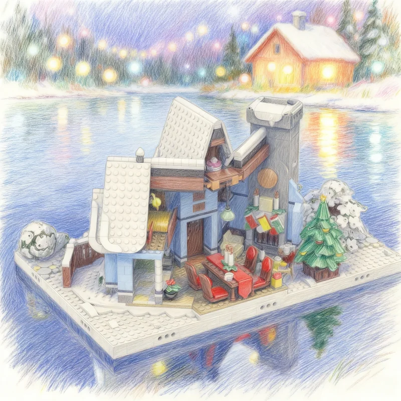 

705pcs MOC Winter Village Display Set Santa S Visit Seasonal Model Building Blocks Architecture Christmas Gifts Toys Brick Kids
