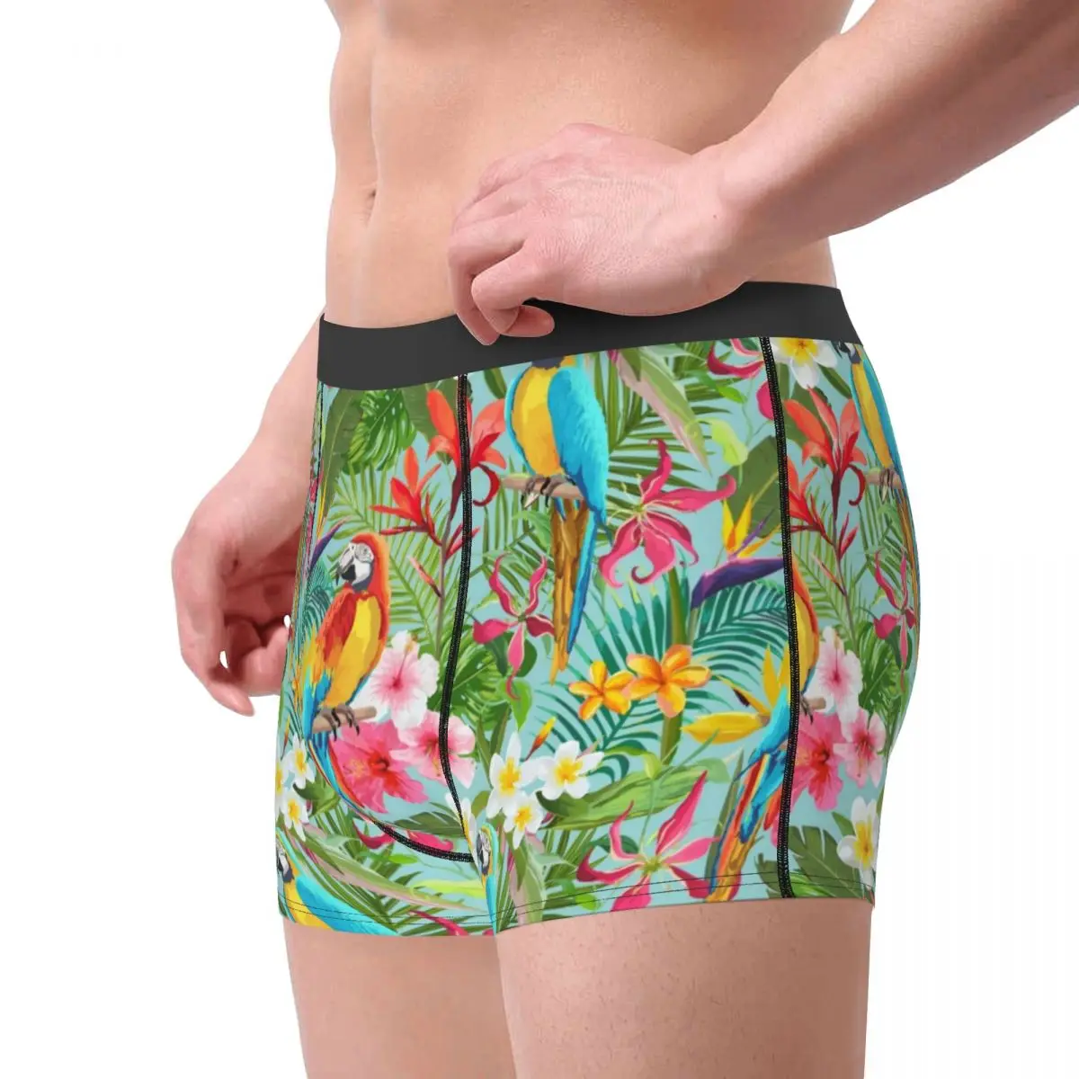 Men Exotic Tropical Cockatiel Macaws Boxer Briefs Shorts Panties Underwear Wild Birds Parrots Animal Homme Plus Size Underpants