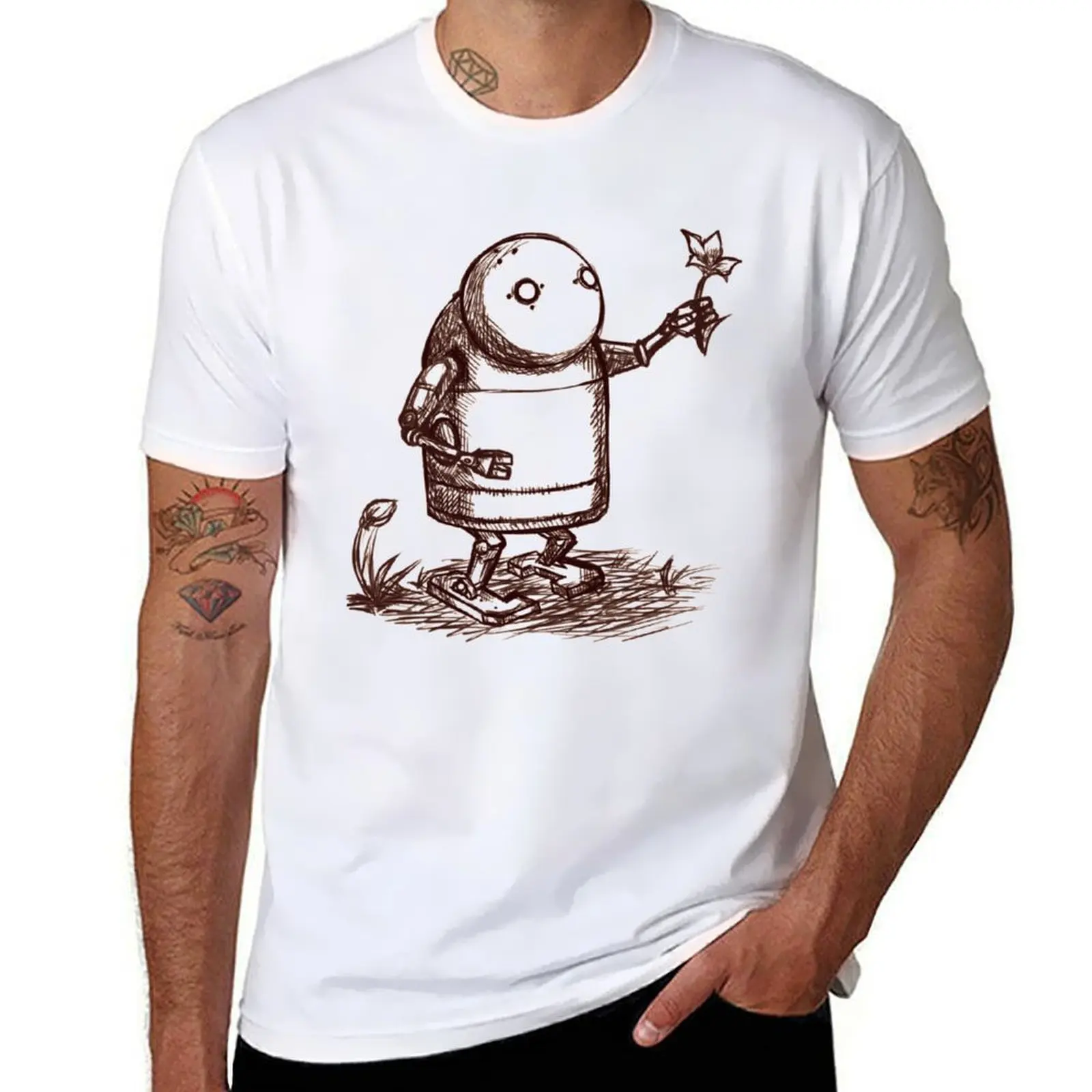 

NieRAutomata Robot T-Shirt man t shirts cotton t shirt for man 100 percent cotton T-Shirt