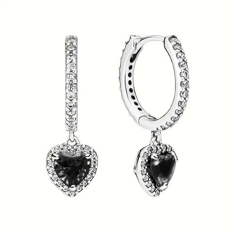 Original 925 Silver Colorful Heart Earring Red Sapphire Earrings Pink Round Sparkling Earrings Glamor Women Jewelry Accessories image 5