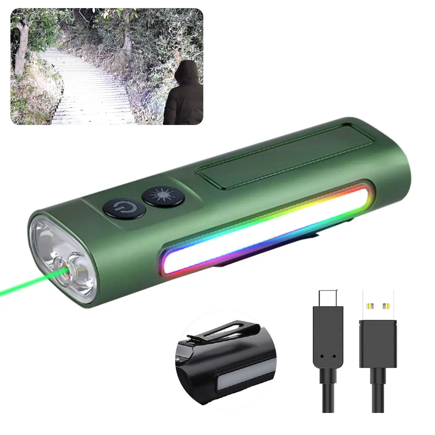 NIEUWE multifunctionele zaklamp 800LM oplaadbare LED COB-lamp met magnetische buiten waterdichte clip noodlamp RGB-verlichting