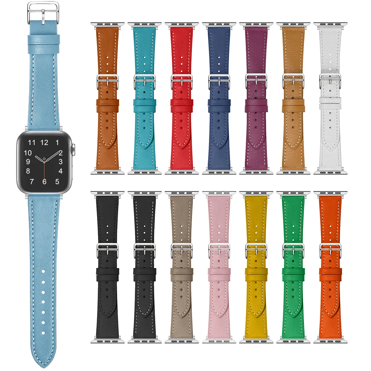Suitable for Apple Watch real leather men's and women's fashion classic men's and women's straps 38mm 40mm 41mm 42mm 44mm 45mm