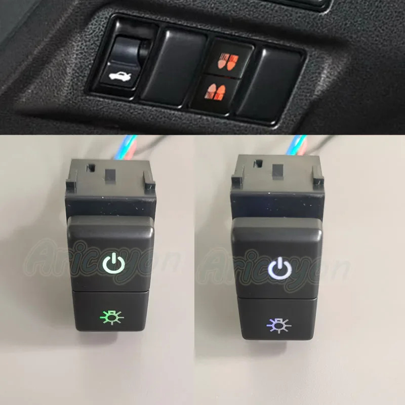 Blue and Green Light Car Power on Off and Headlight Switch with Wire For Nissan Qashqai Tiida Teana Sunny Y61 Y62 X-Trail Sylphy