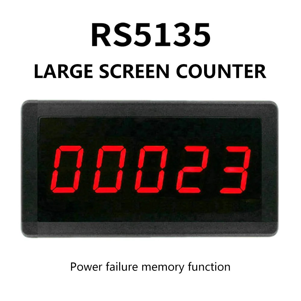 RS5135 5 Digits Electronic Counter DC12-24V 0-99999 Counting LED Digital Display Panel Meter Totalizing Type Electronic Counter