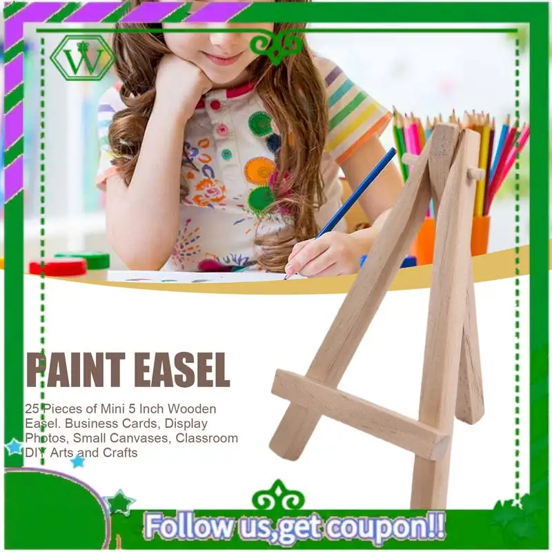 

Reliable-25 Pieces Of Mini 5 Inch Wooden Easel. Business Cards, Display Photos, Small Canvases, Classroom DIY Arts And Crafts
