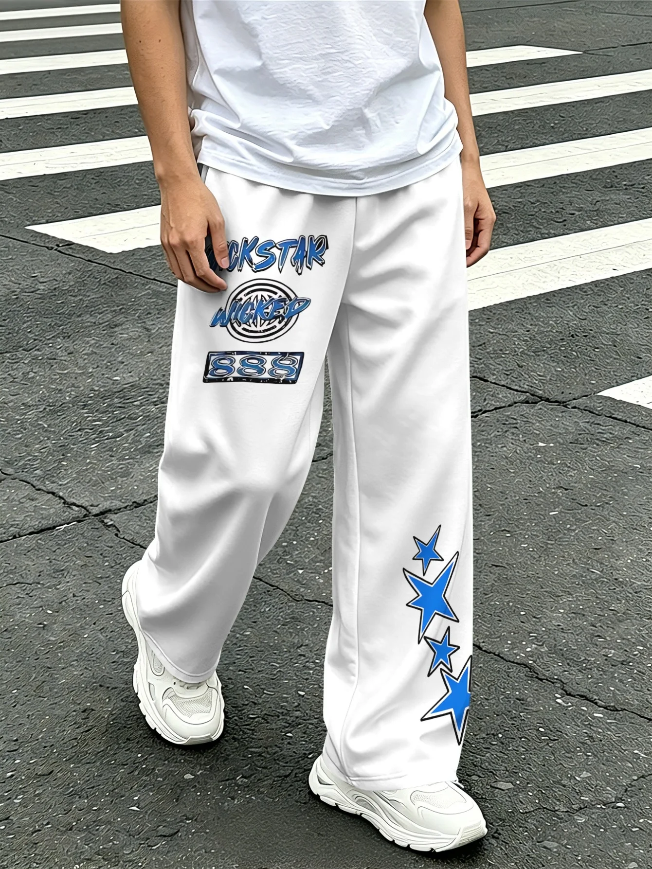2026 New Model Men Gothic Vertical Graphic Wide Leg Sweatpants Drawstring Loose Straight Baggy Y2K Dark Punk Streetwear Pants.
