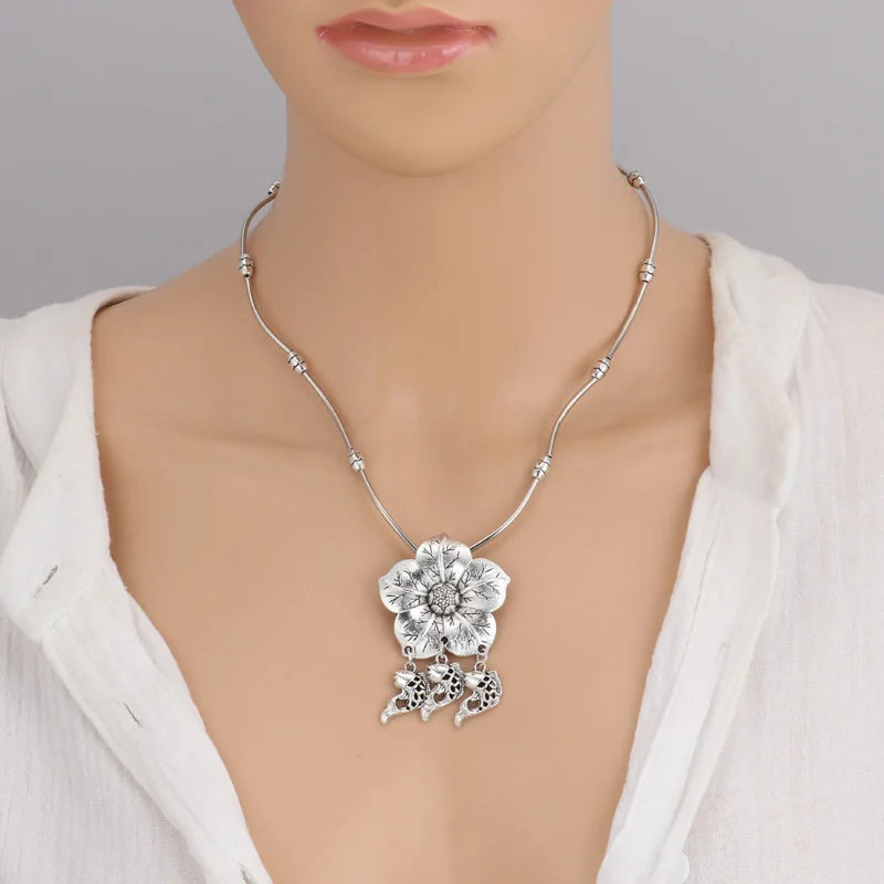 Aihua Böhmen Türkis Stein Halskette für Frauen Colliers Collier Femme Handgemachte Ethnische Anhänger Halsketten Aussage Schmuck – Detail 21