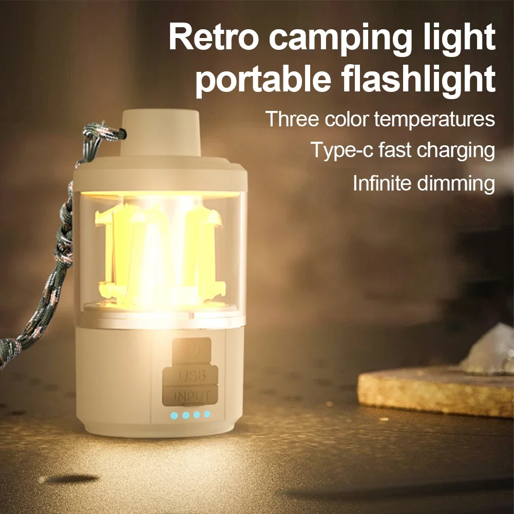 Outdoor Camping Retro Camping Light LED Long Life Flashlight Portable Power Bank Waterproof Atmosphere Hand Light
