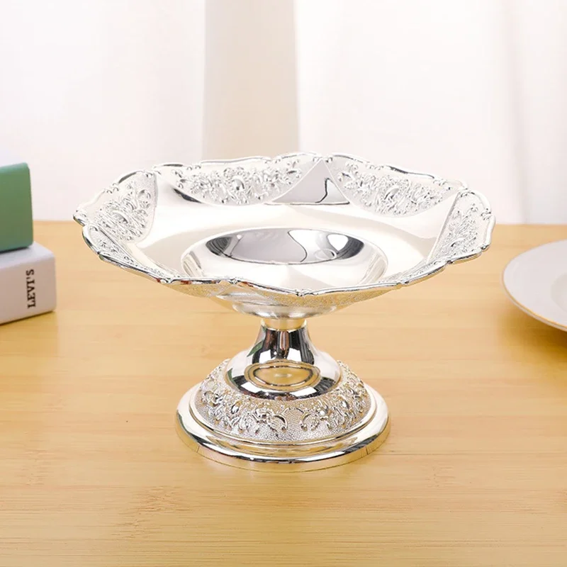 PEANDIM European Silver Gold Plated Fruit Dish Dessert Cake Stand Plate Fruit Tray For Home Wedding Party Enent Hotel Decoration