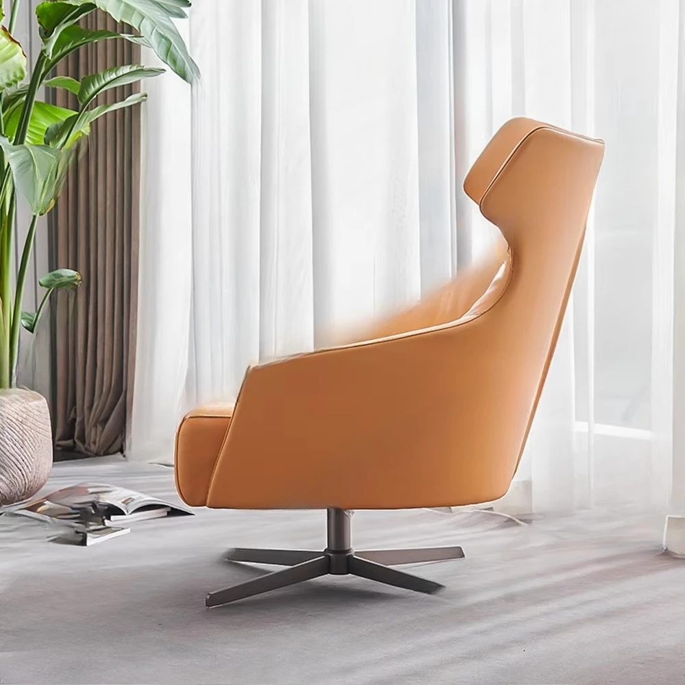 كرسي بذراعين من الجلد أريكة واحدة لغرفة المعيشة على الطراز الحديث #3