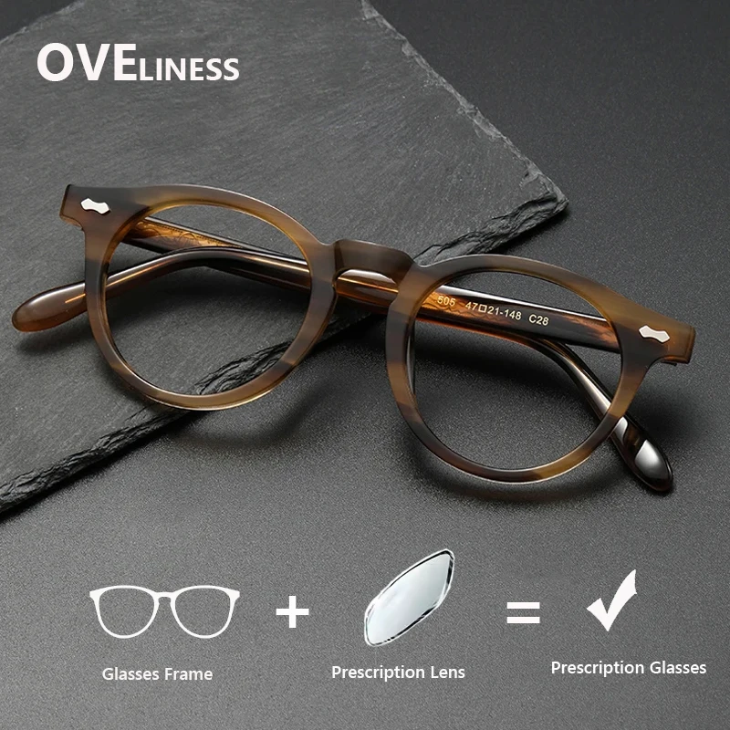 

Acetate Titanium optical Glasses Frame Men Women Vintage Retro Round Prescription Eyeglasses frames myopia Spectacles Eyewear