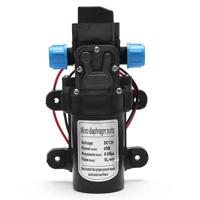 DC12V 60W 120PSI 5L/MIN Pompa acqua elettrica agricola Nero Micro Membrana ad alta pressione Spruzzatore d'acqua Lavaggio auto 12 V Adattatore