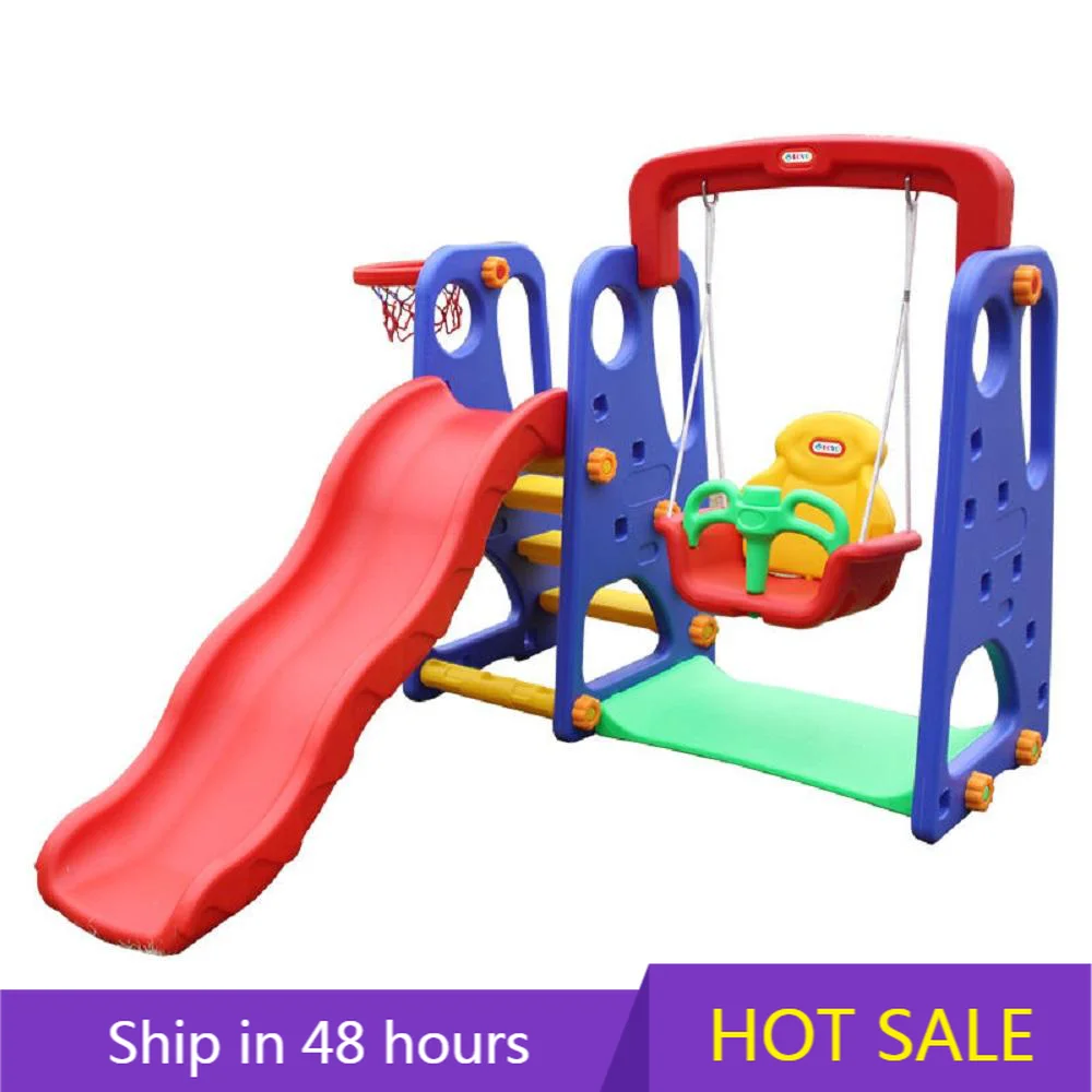 

YTYIN Cheap Indoor Home Plastic Slide with Swing and Basketball Set for Small Kids Playhouse Kindergarten or School
