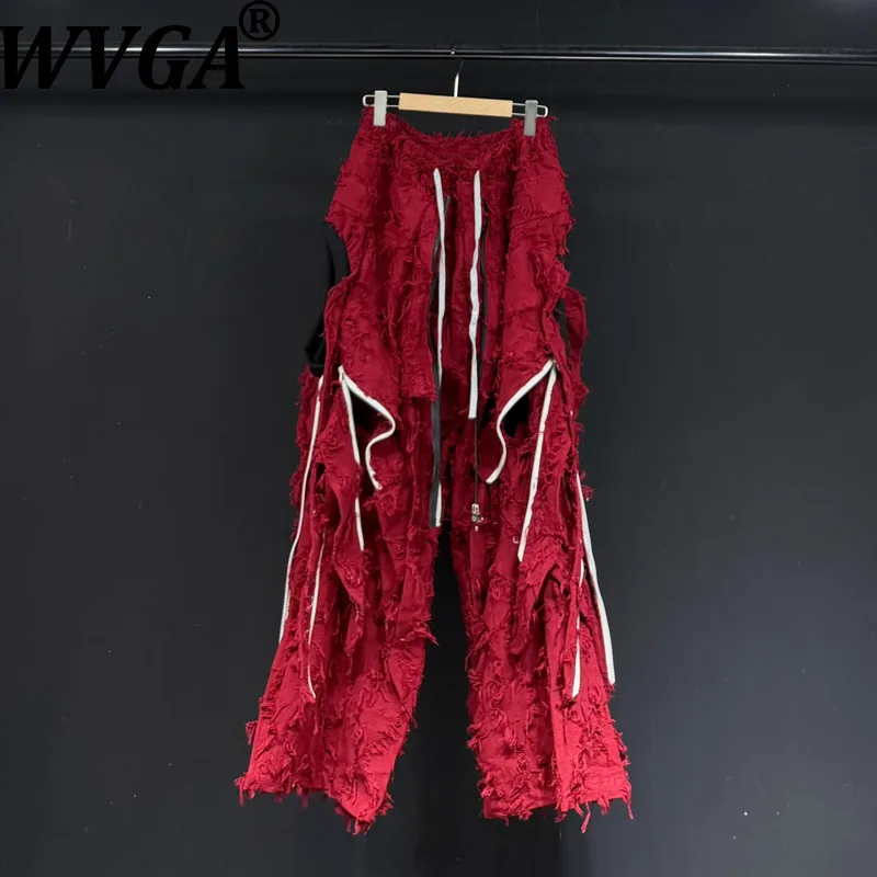 

WVGA Spring Autumn New Men's Tide High Street Straight Drawstring Zipper Vintage Niche Chic Casual Wide-Leg Pants Ins Y2K W13095
