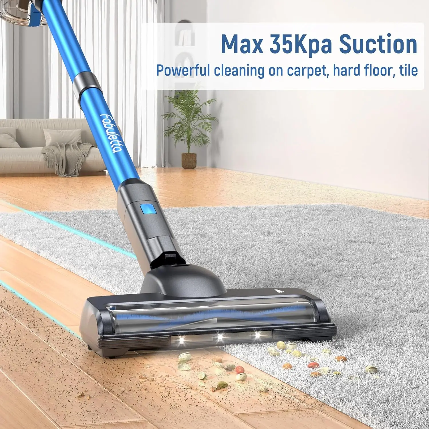 Cordless Vacuum Cleaner, Self-Standing Brushless Stick Vacuum for Home, 15-50Min Running Time, 5-Layer Filtration System