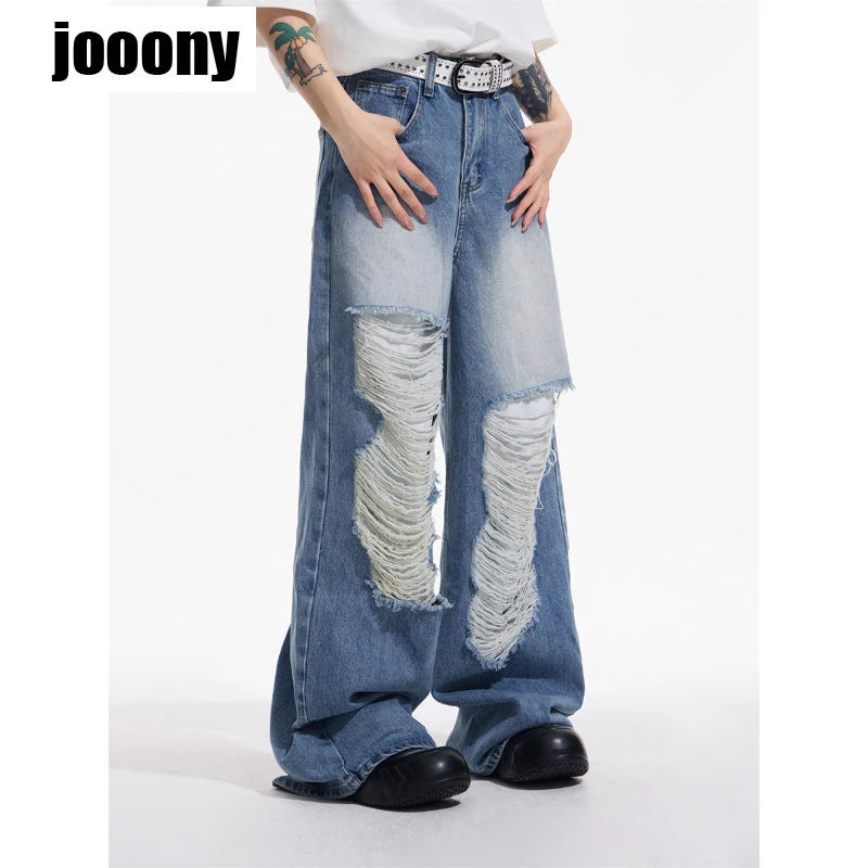 Man Baggy Ripped Cargo Jeans Vintage 90s Aesthetic Design Advanced feeling Denim Trousers Harajuku Cowboy Pants Korean Clothes