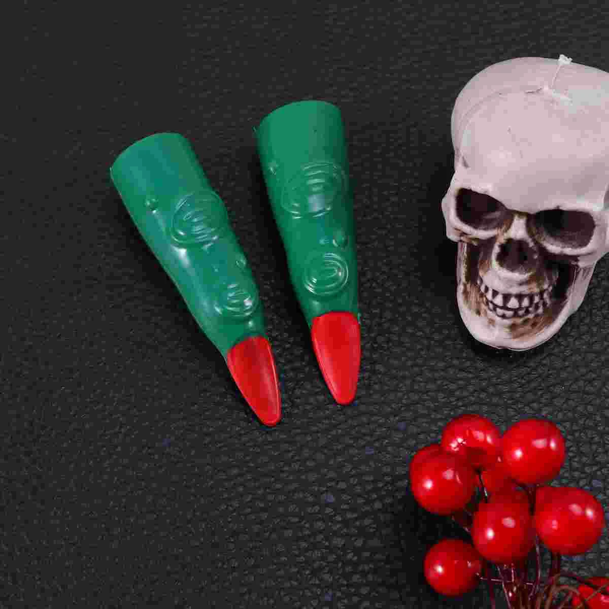 10PCS Witch Fake Finger Set Artificial Finger Nails Prank Props for Halloween Masquerade Party Zombie Fake Finger