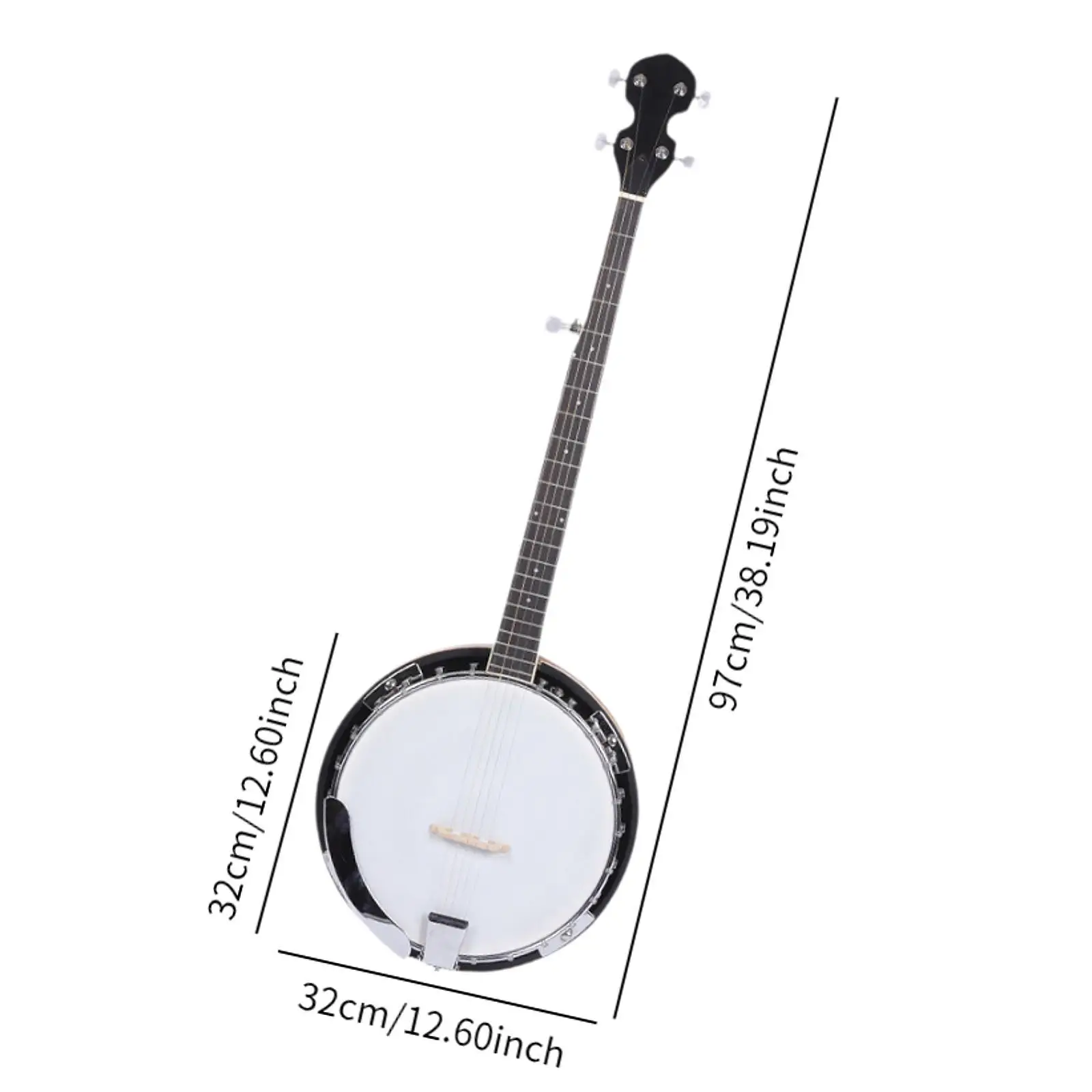 Five String Wooden Banjo Musical Instrument with Metal Parts for Adult Learners Home Studio Practice