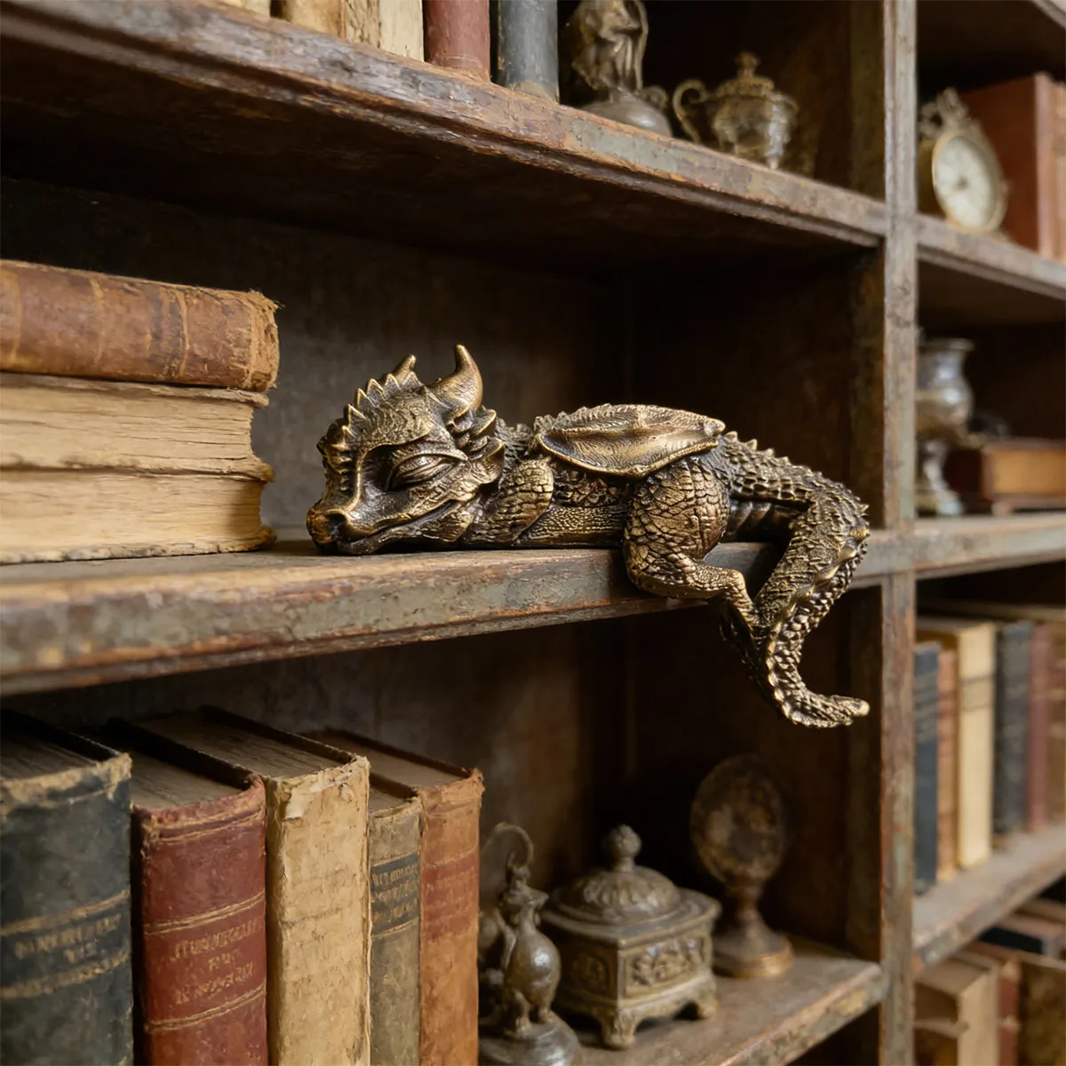 Resin Decorative Statue of a Sleeping Dragon with Wings, Designed to Lie on the Edge, Suitable for Home Decor or as a Collectible, Ideal for Indoor/Outdoor Decoration in Living Rooms, Study Rooms, or Tv Cabinets