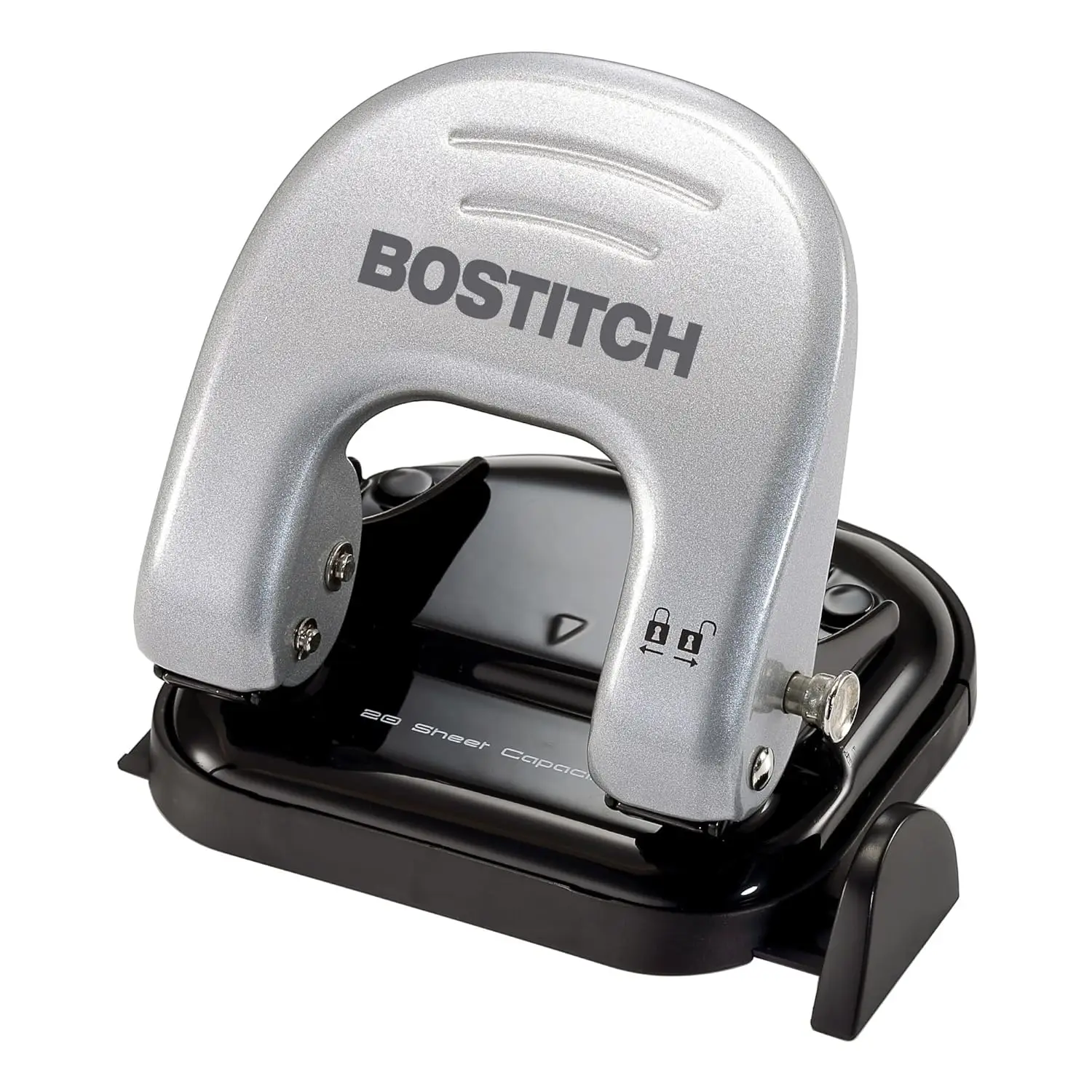 

Reduced Effort 2-Hole Punch, 2 Sheets, Locking Handle, Silver