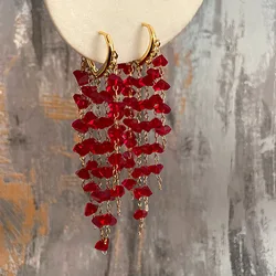Fashion Shine Glamour Crystal Temperament Earrings Long Flash Temperament Elegant Fashion Trendy Luxury Jewelry