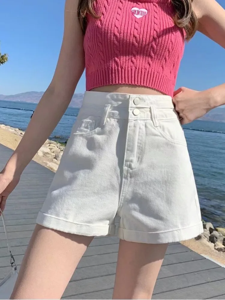 Feynzz High Waist Denim Shorts Women's Summer Wear 2022 New Thin Summer Thin Wide-leg Loose A-line Ultra-short Hot Pants