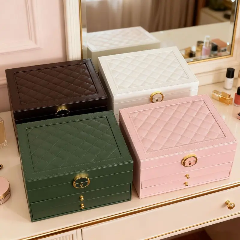 Large Capacity Drawer Type Multi Layer Jewelry Box High End Oxidation Finish Earring Necklace Storage Organizer