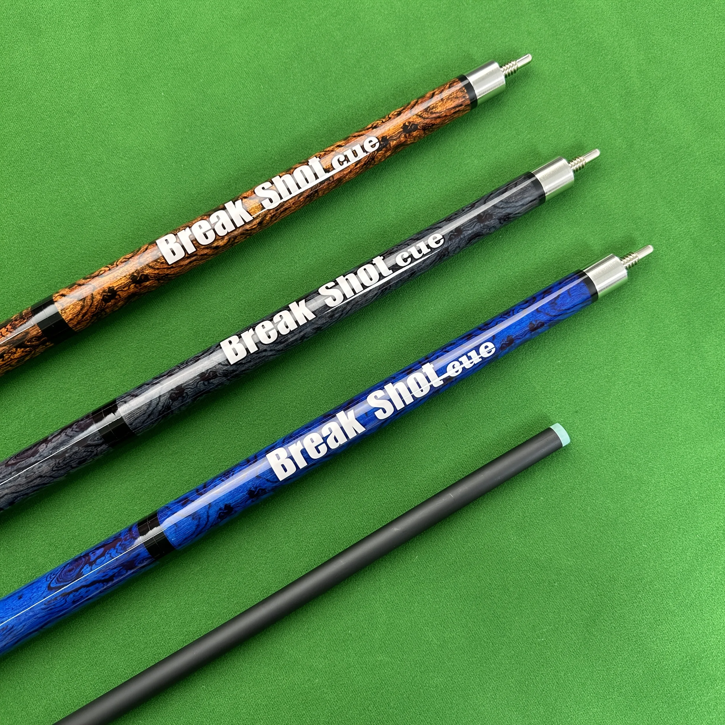 3-Piece Fiberglass Jump Break Pool Cue 13mm Hard Tip Powerful Breaking Jump Billiard Stick