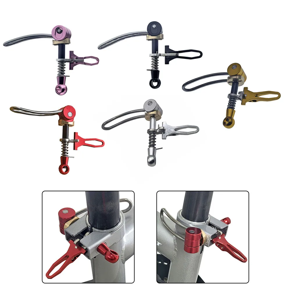 

1pc Folding Bicycle Seat Tube Clamp 80mm Aluminum Quick Release Clamp Stainless Steel Hook For Brompton For 3sixty Bike Parts
