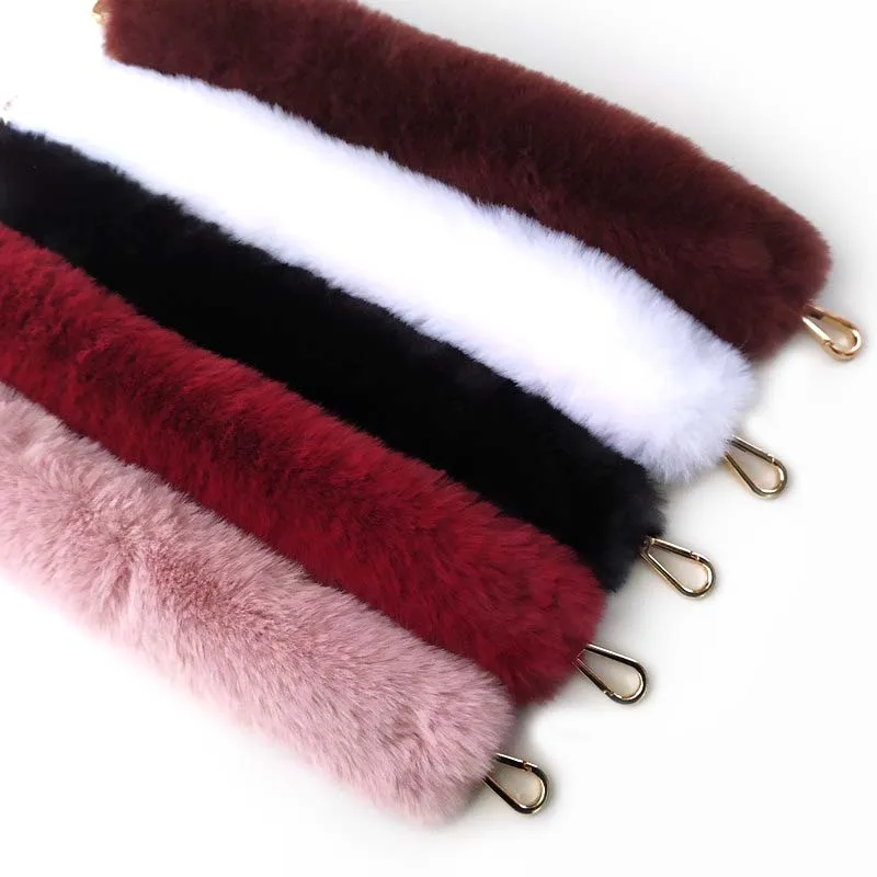 45CM Replacement Women Plush Bag Strap Shoulder Handbag Strap Belt Faux Fur Bag Belts Accessories Handbag Plush Decorative Chain