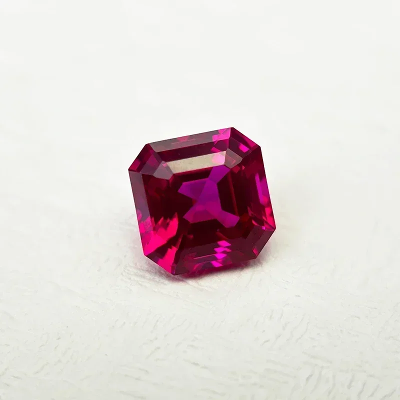 مختبر نمت روبي Asscher قطع Rubellite اللون DIY سحر صنع المجوهرات المواد الرئيسية تحديد شهادة AGL