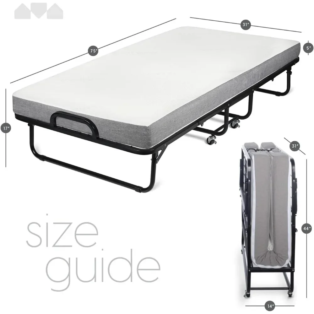 Folding Bed – with Luxurious Memory Foam Mattress and a Super Strong Sturdy Frame – Small Single Folding Bed