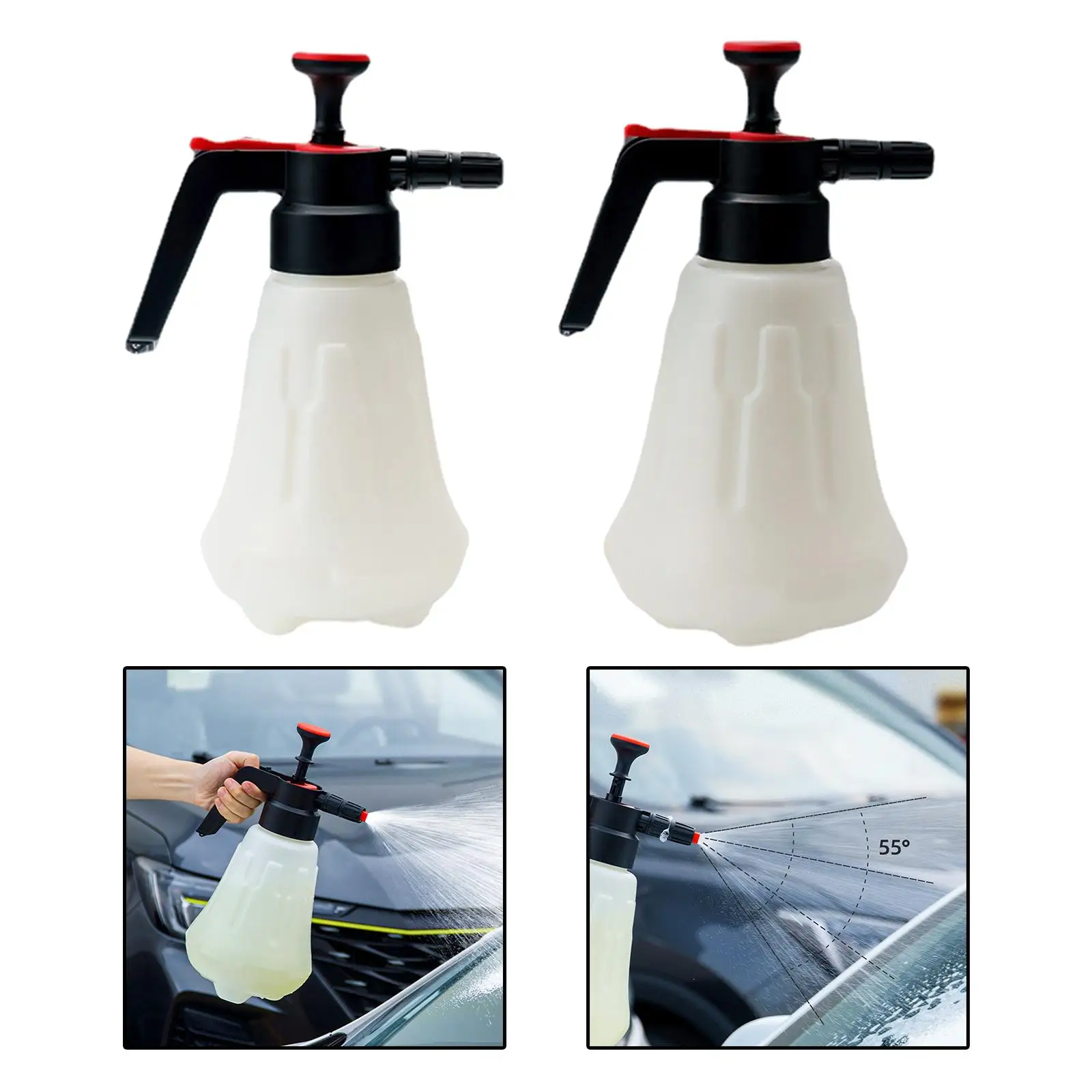 Manual Pump Sprayer Cleaning Tools Car Washer Bottle with 3 Adapter Fittings Foam Bottle for Automotive Detailing House Cleaning