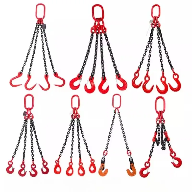 Lifting Chain Sling Double Hook Four Hook Large Opening Steel Pipe Hook Lifting Tool Lifting Ring Crane Chain