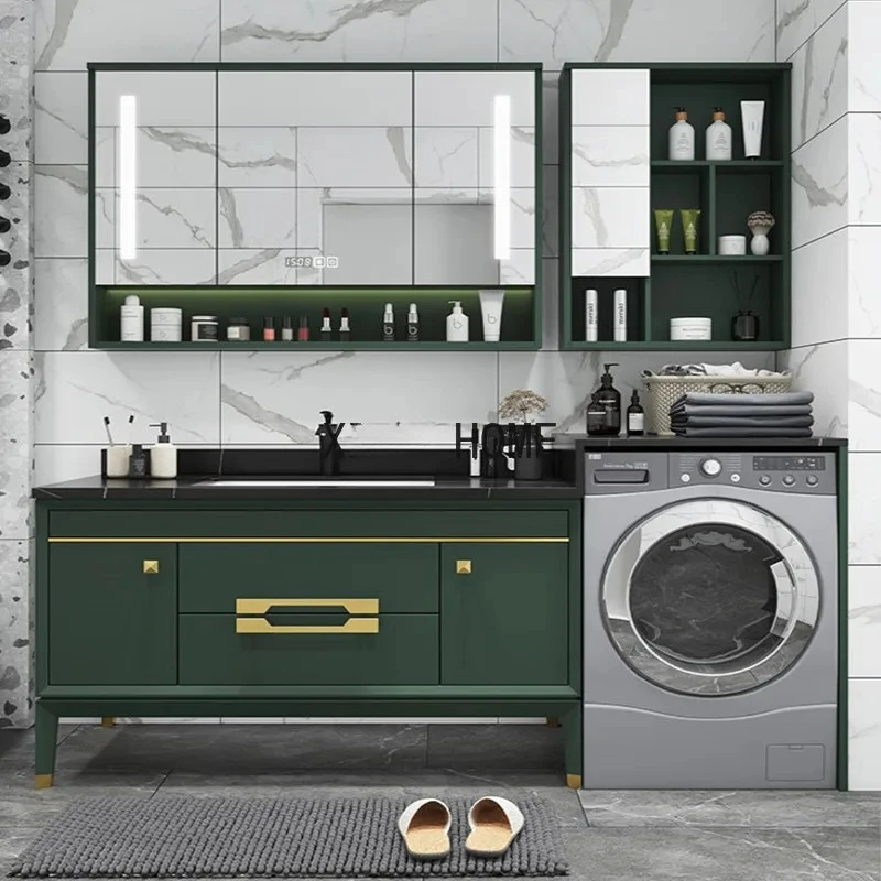 

Combination Stone Plate Integrated Inter-Platform Basin Bathroom Cabinet Light Luxury Oak Bathroom Table Simple Setting