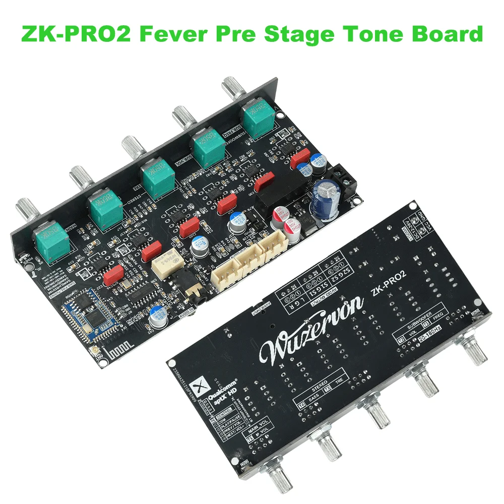 Плата предусилителя ZK-PRO2 DC 12-26В с улучшенным звуком, 2.1-канальный сабвуфер, высокочастотный фильтр, декодирование BT QCC3034+ES9023