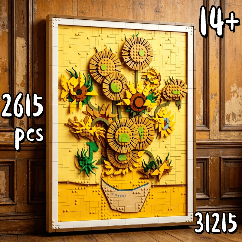

In Stock 2615pcs Art Crafts Mural Vincent Van Gogh Sunflowers 31215 Building Blocks Puzzle Model Toy For Ornament Birthday Gifts