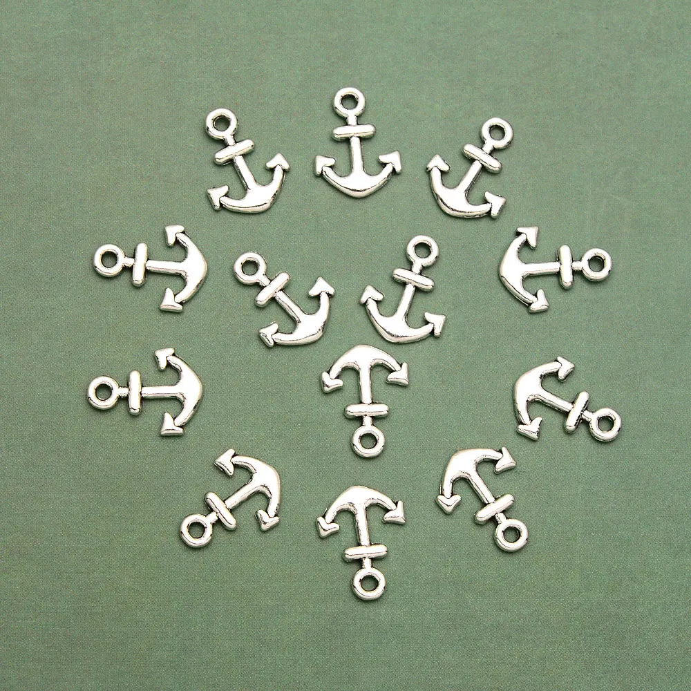 100pcs/lots 10x13mm Marine Pendant Mini Anchor Charms For DIY Bracelet Earring Supplies Jewelry Making Findings Supplies