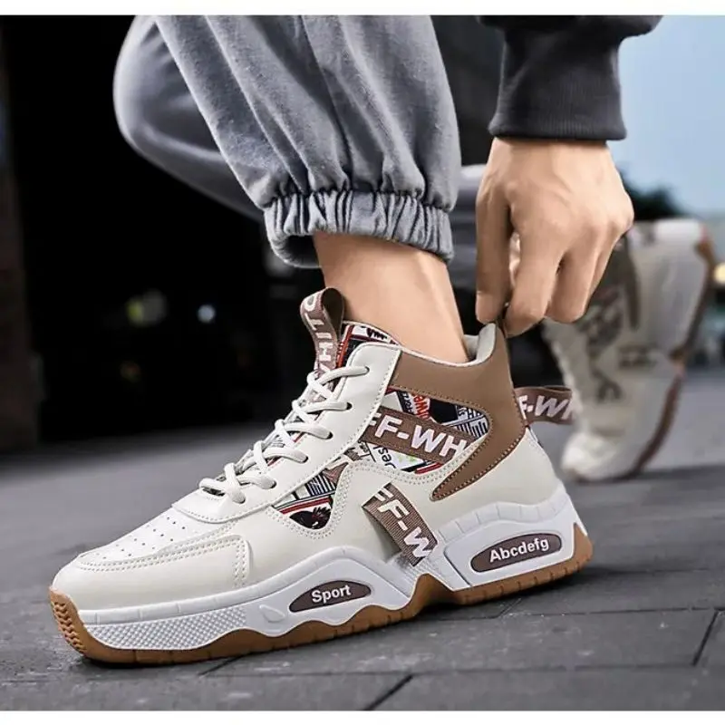 Men's Spring Autumn Dad Shoes Sporty Casual Trendy Breathable Running High-Tops with Height-Increasing Thick Sole