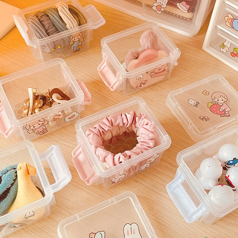 1PC Mini Three-Layer Storage Box Hand Account Card Buckle Stationery Storage Box Multi-Layer Magic Buckle Desktop Storage Box